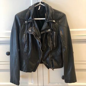 Free People Vegan Leather Moto Jacket - Size 0